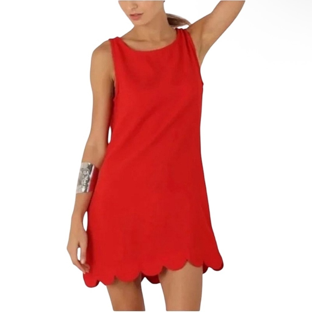 Kate spade x target orange/Red Sleeveless Scalloped Hem mini Dress XL.
